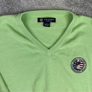 Oxford Golf Sweater Men’s Large Green V-Neck 2005 US Open Pinehurst Logo